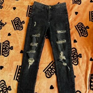 Distressed Dark Blue Jeans